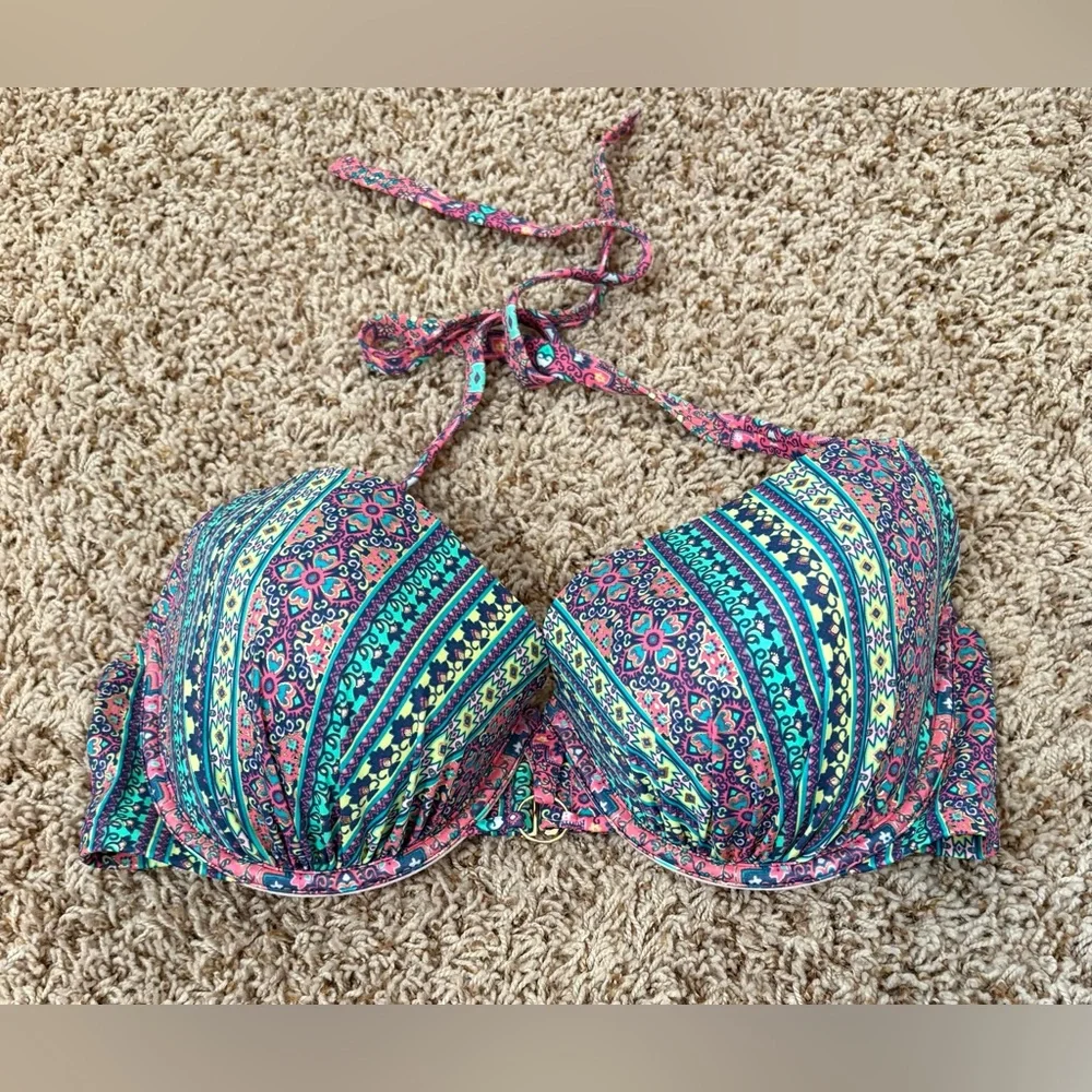 Shade & Shore Colorful Patterned Bikini Top size 38D